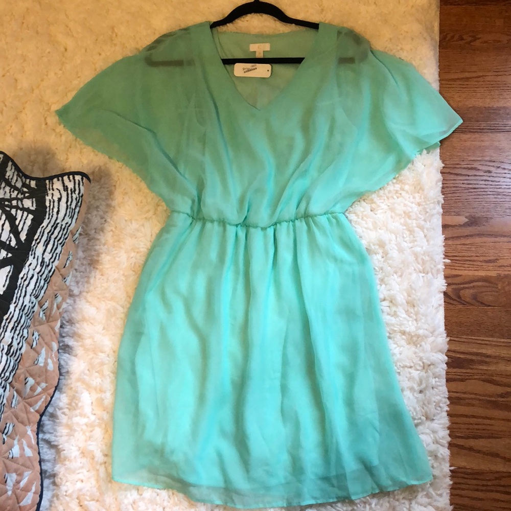 Teal v-neck dress